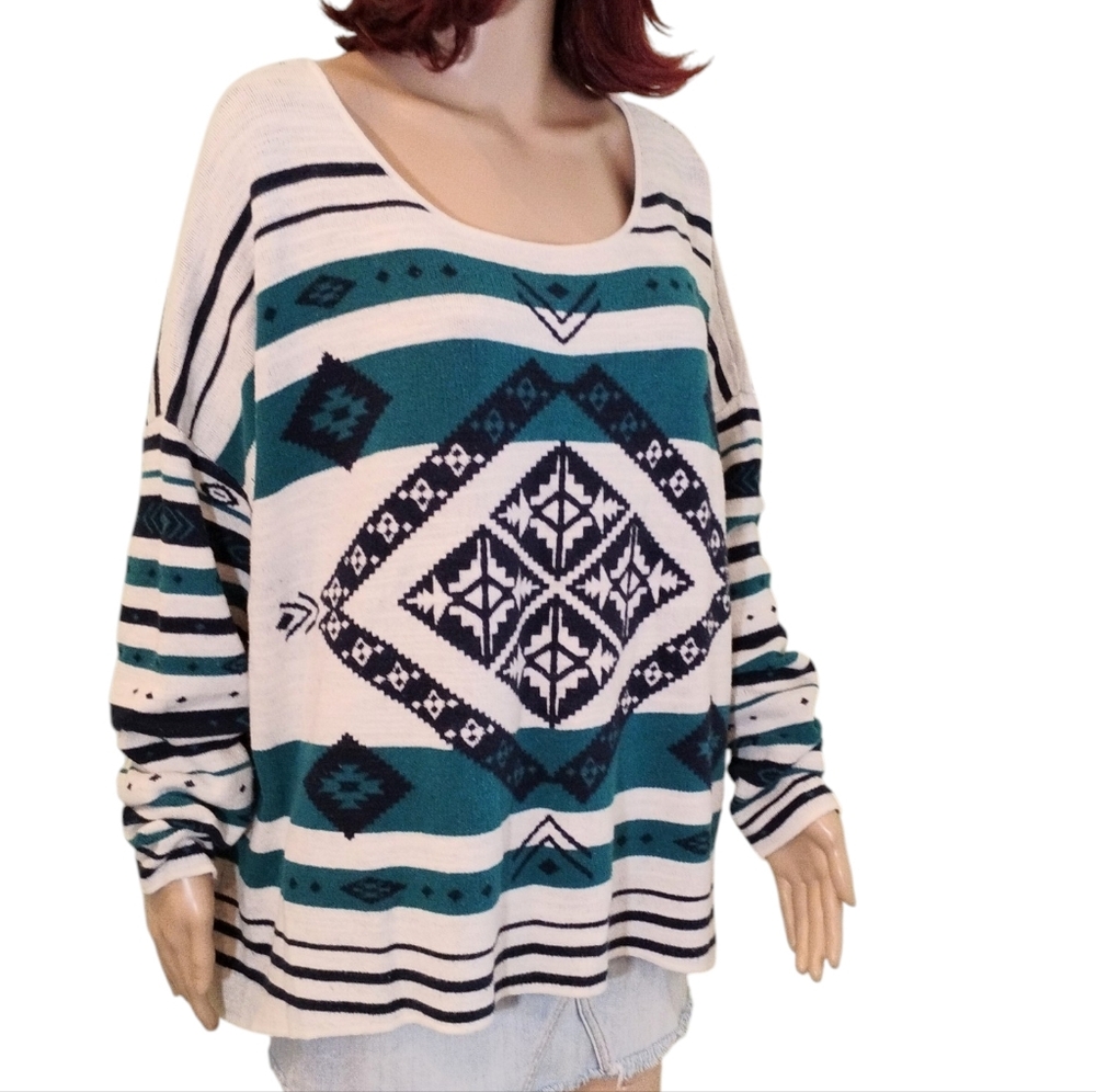 Natural Reflections Aztec Design Pullover Sweater - Size 2X - Picture 5 of 10